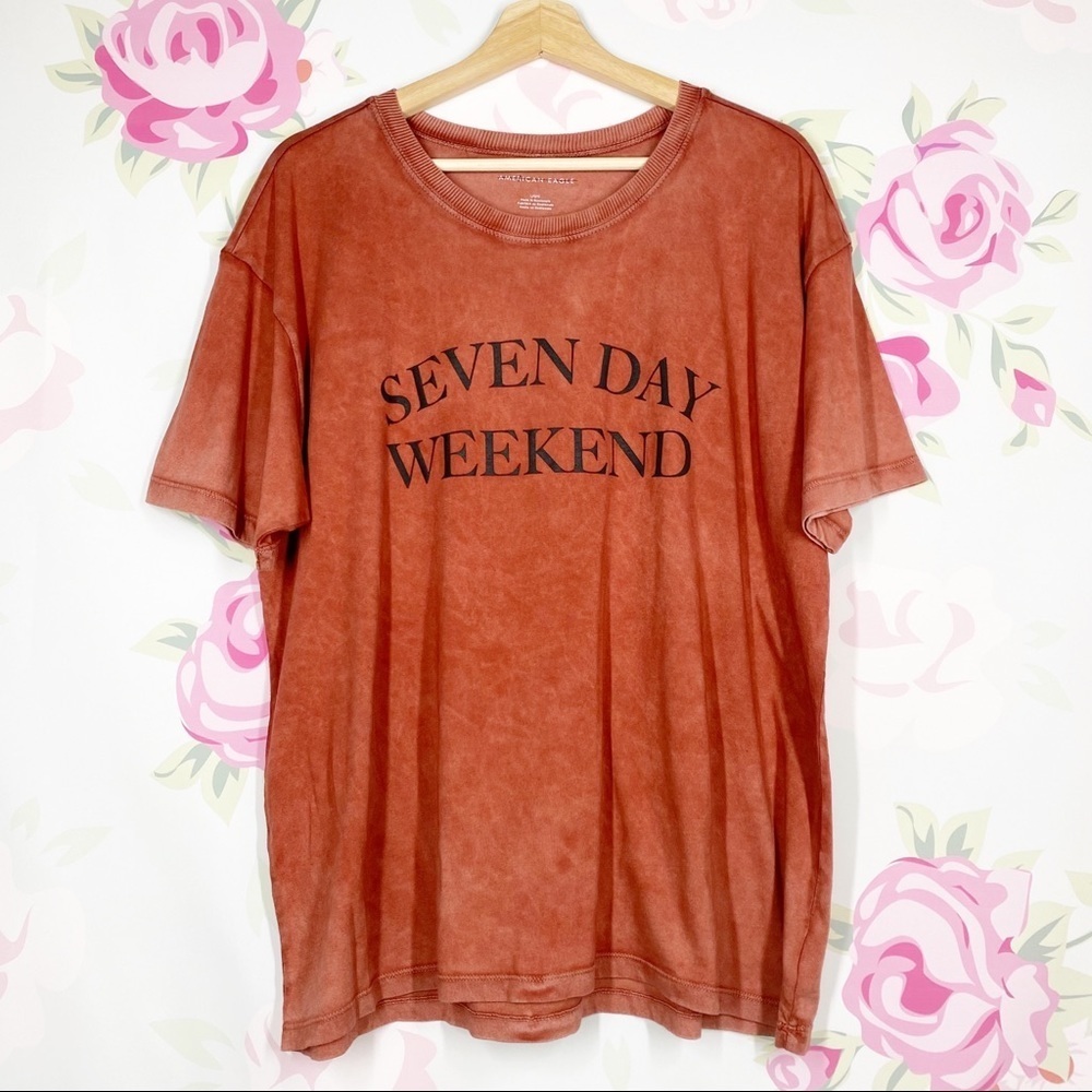 NEW American Eagle Outfitters AEO Seven Day Weekend Graphic Short Sleeves L